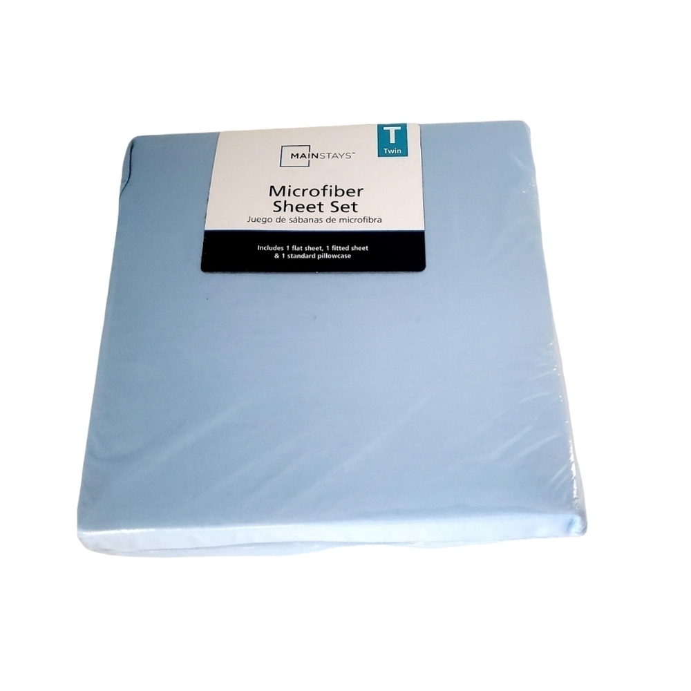 Mainstay Microfiber Blue Twin Sheet Set